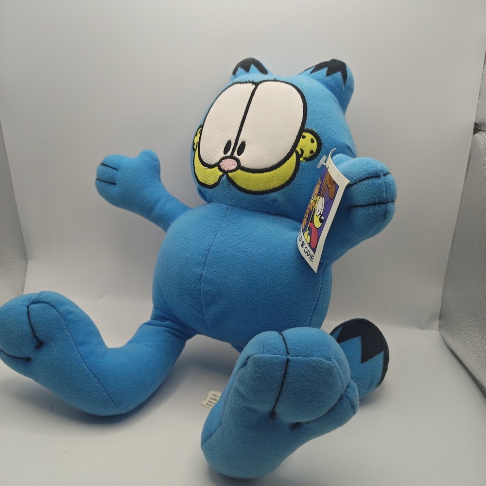 Garfield & Odie Fluorescent Blue Plush Toy Factory Cat Stuffed Animl 9" 2020 D42